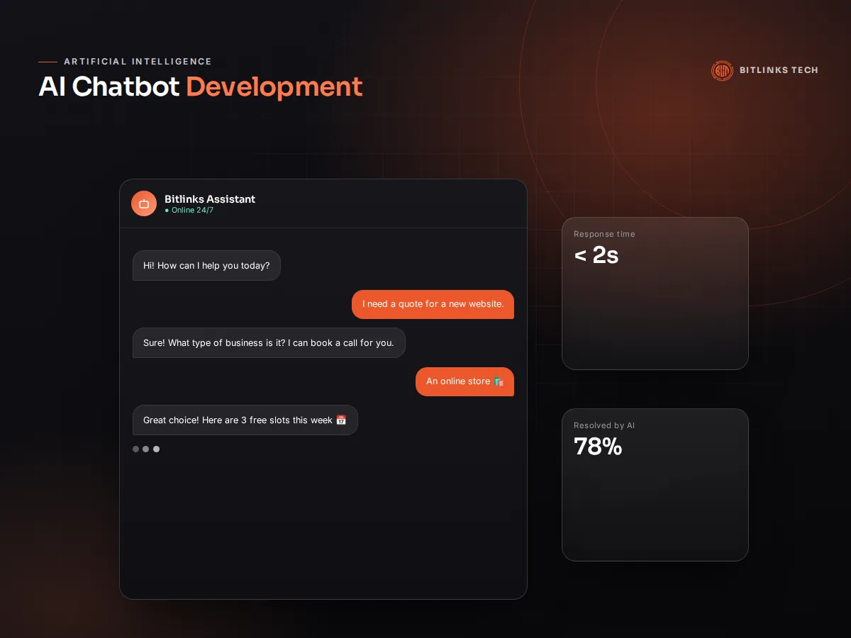 AI chatbot development with digital chatbot icons